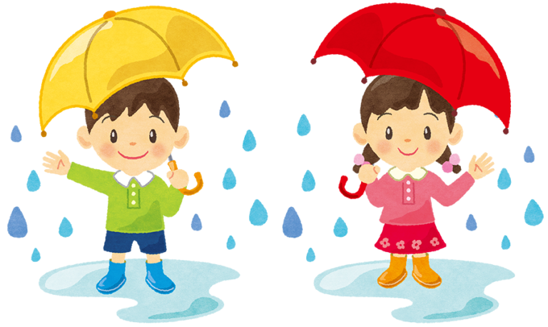 雨の日に傘をさしている小学生 長靴の男の子 女の子 の無料フリーイラスト 咲くっとイラスト さくっといらすと
